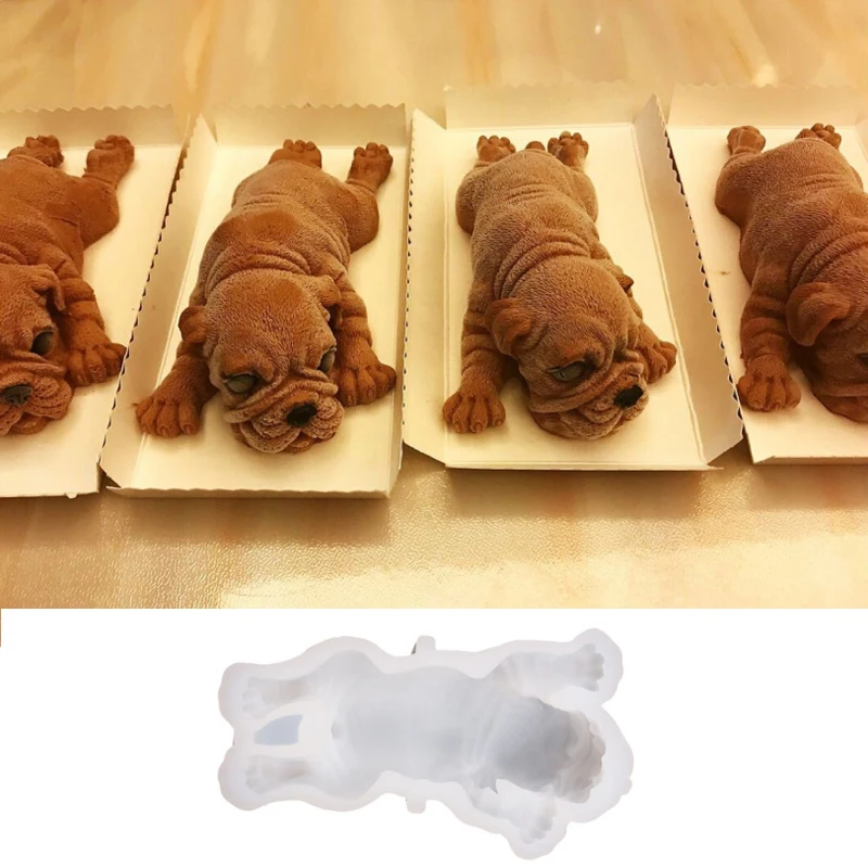 3D Shar Pei форма для мороженого Mousse торт Fudge Шоколад силиконовая реалистичный милый