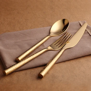 

3Pcs/ Set Stainless Steel Knife Fork Spoon Cutlery Set Tableware Dinnerware Antique Style Dinner Tools