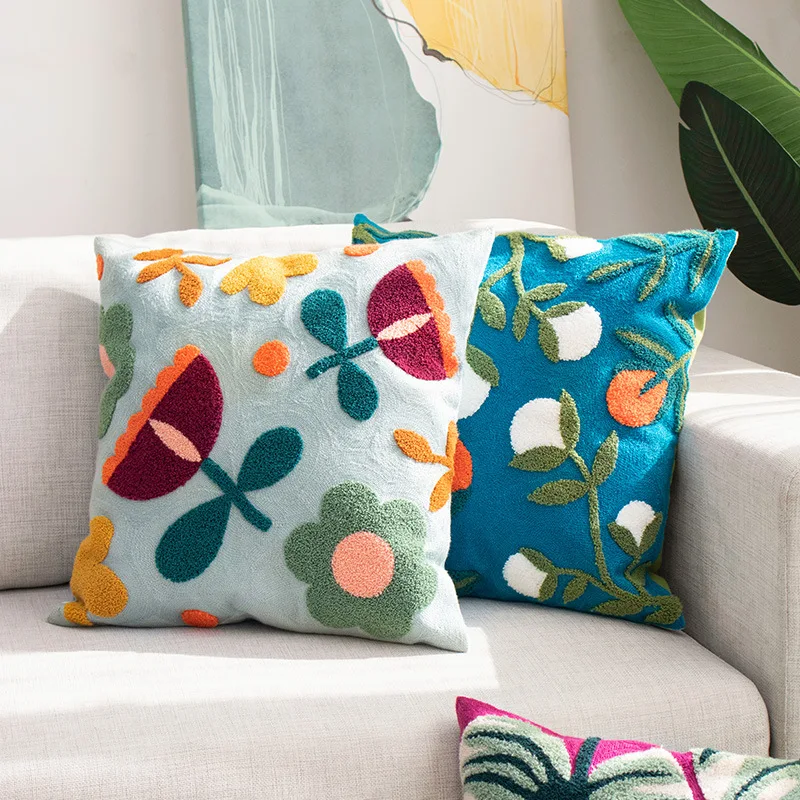 Spring Warm Flowers Bloom Wool Embroidered Pillow Case Four Seasons Universal Living Room Sofa Pillowcase Office Cushion Cover | Дом и сад