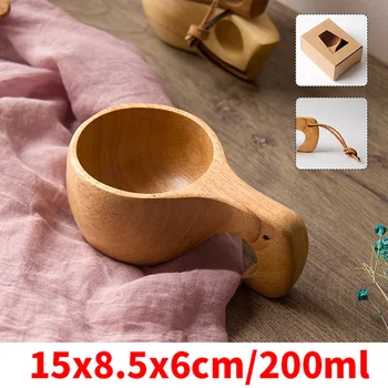 

200ML Creative Rubber Wood Milk Cup Handmade Portable Coffee Cup Water Drinking Mug - 15x8.5x6cm