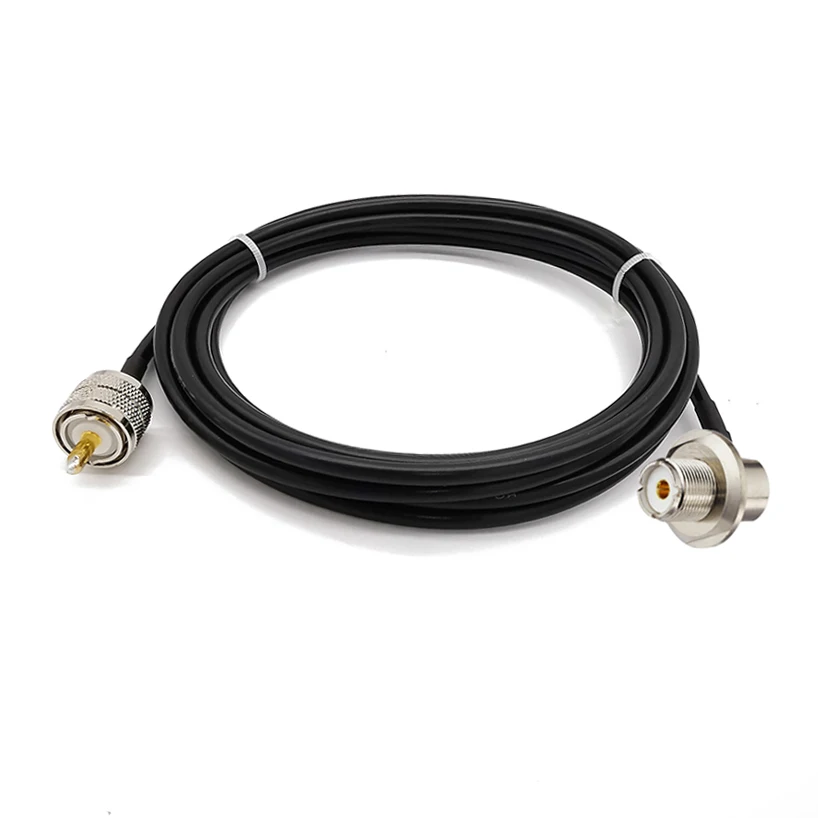 Uhf Pl259 Male To Uhf So239 Female Right Angle Bulkhead Mount Lmr195