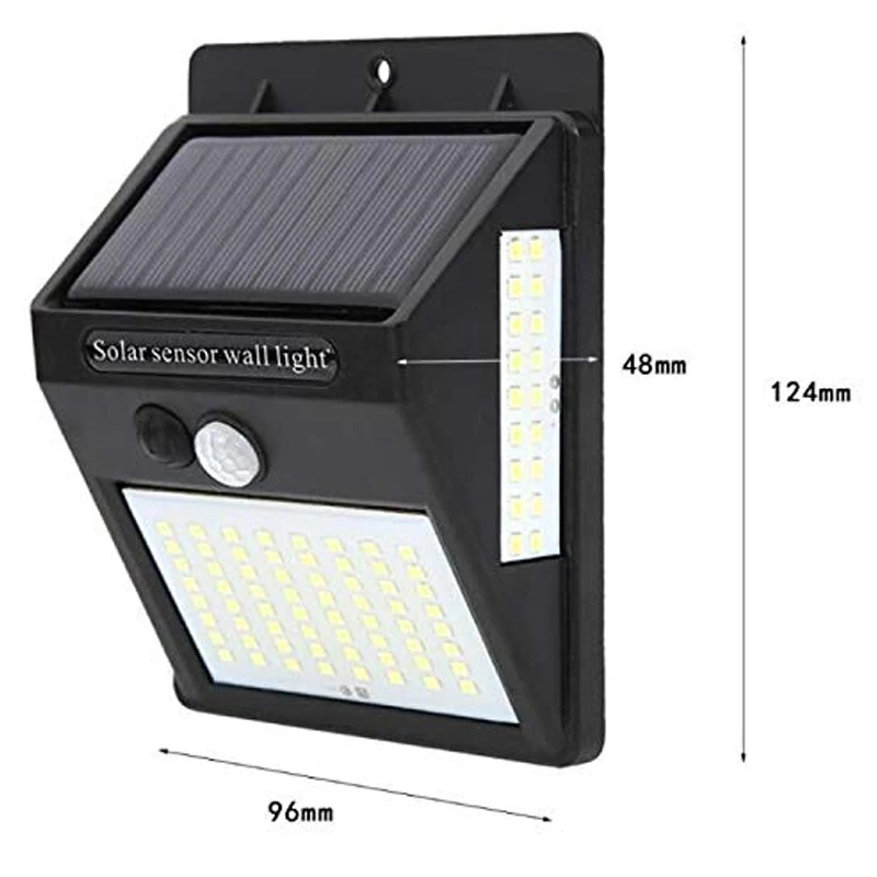 100LED IP65 Водонепроницаемый 3 стороны светящийся солнечный датчик движения настенный светильник с управлением светильник LKS99