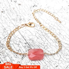 Fever& Free Ретро богемный женский розовый камень браслет изящная простая Золотая цепочка браслеты с подвесками Регулируемые Браслеты Mujer Moda