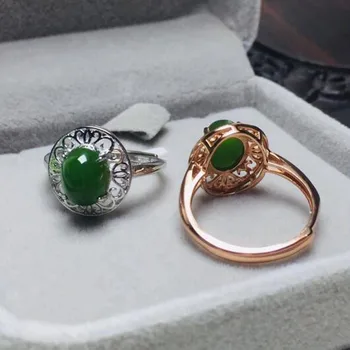 

Fine Jade Ring Jewelry Natural Hetian Jasper Mosaic with 925 Silver Charm Trendy Women Party Jewelry
