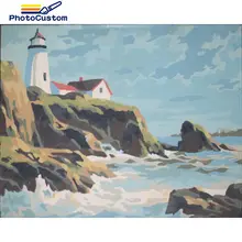 PhotoCustom Sea Landscape Pictures By Number Kits Home Decor Art Gift DIY Pictures By Number Kits Home Decor