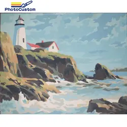 Kits d'images de paysage de mer par numéros, photo personnalisée, décoration de maison, cadeau artistique, bricolage d'images par numéros 