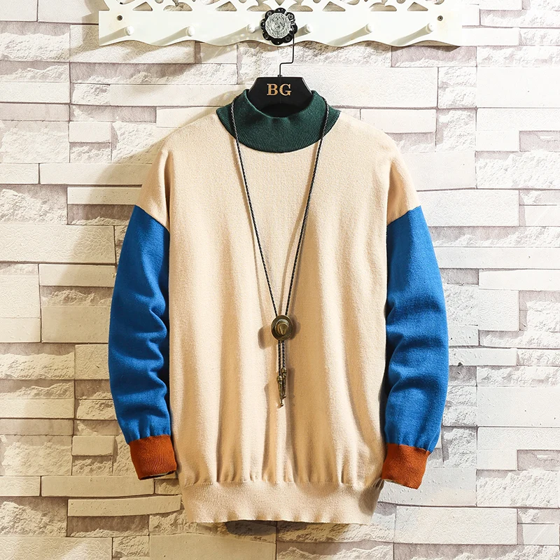 

2020 New Sweaters Men'S Long Sleeves Autumn Spring Striped Pullover Knitted O-Neck Plus OverSized 5XL