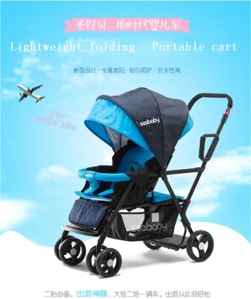 Seebaby Doble Cochecito De Bebe Dos Asientos Se Puede Colocar Sentarse En Forma De Recien Nacidos Cochecito De Bebe Y Ninos Carga 130kg Carrito Multiple Aliexpress