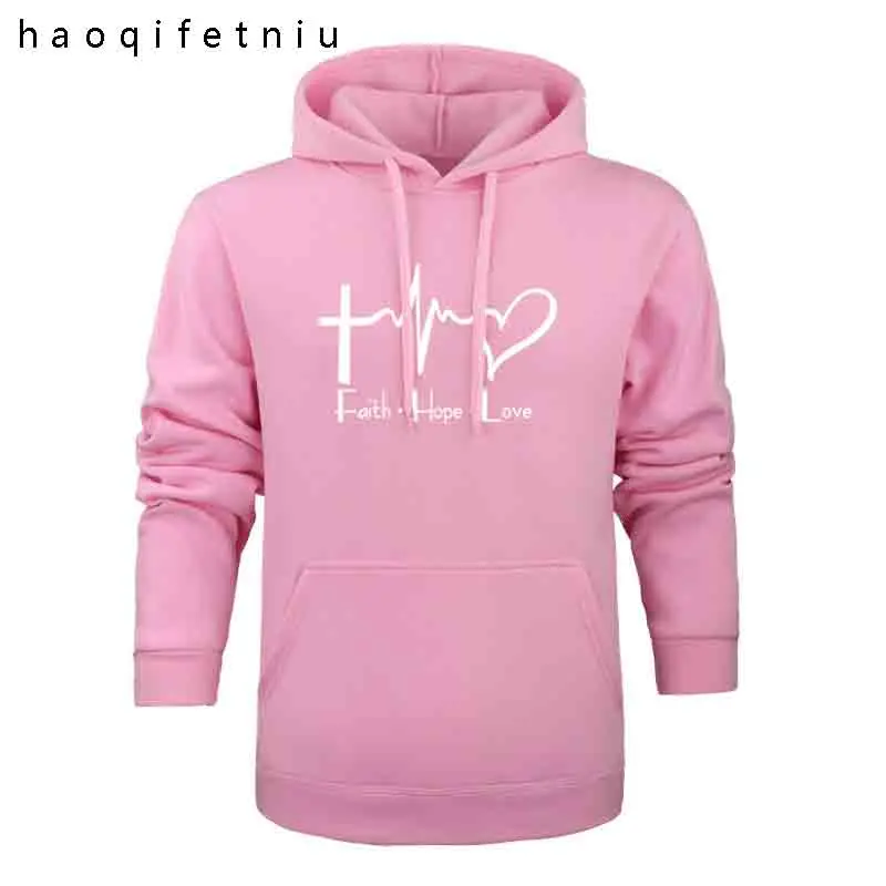 pink Модная Faith Hope футболка с надписью про любовь одежда толстовка мужская осень зима хип хоп с капюшоном - Цвет: pink