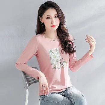 

Autumn tops women's long-sleeved loose 2020 new casual tops slim bottoming shirt GRAY22