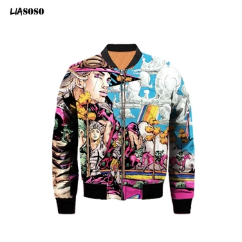 

LIASOSO Women Men 3D Print Anime：JoJo's Bizarre Adventure Part 7 Steel Ball Run Harajuku Winter ZipperJacket Windbreaker Coat