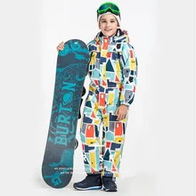 Лыжный костюм для детей с капюшоном, теплые комбинезоны для мальчиков, сноубординг, спортивные зимние лыжные костюмы для девочек, водонепроницаемая зимняя одежда