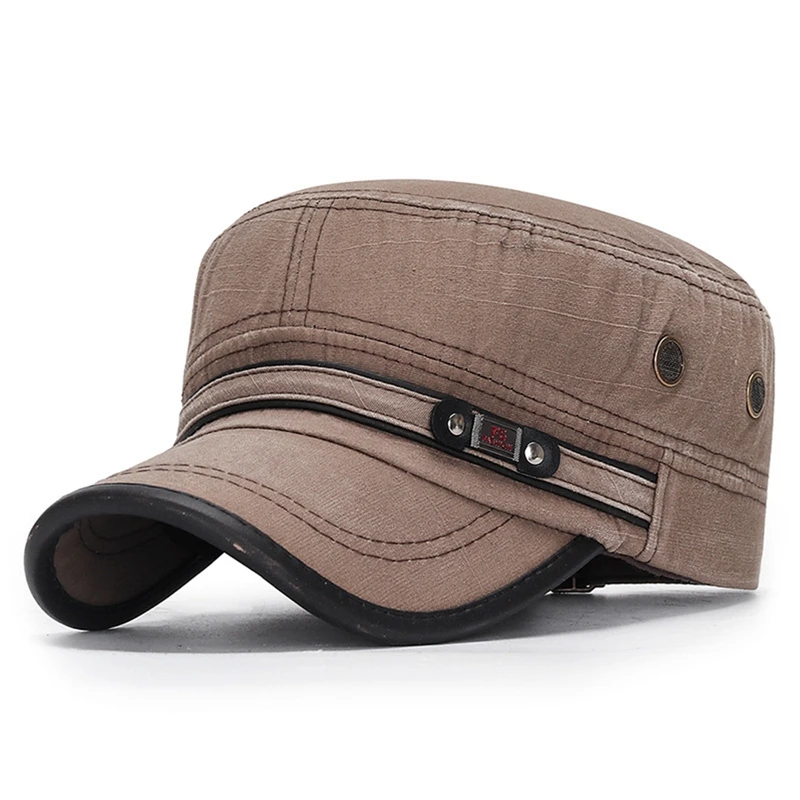 

2020 Spring And Autumn New Product Wash Old Flat Cap Leather Edge Retro Military Cap