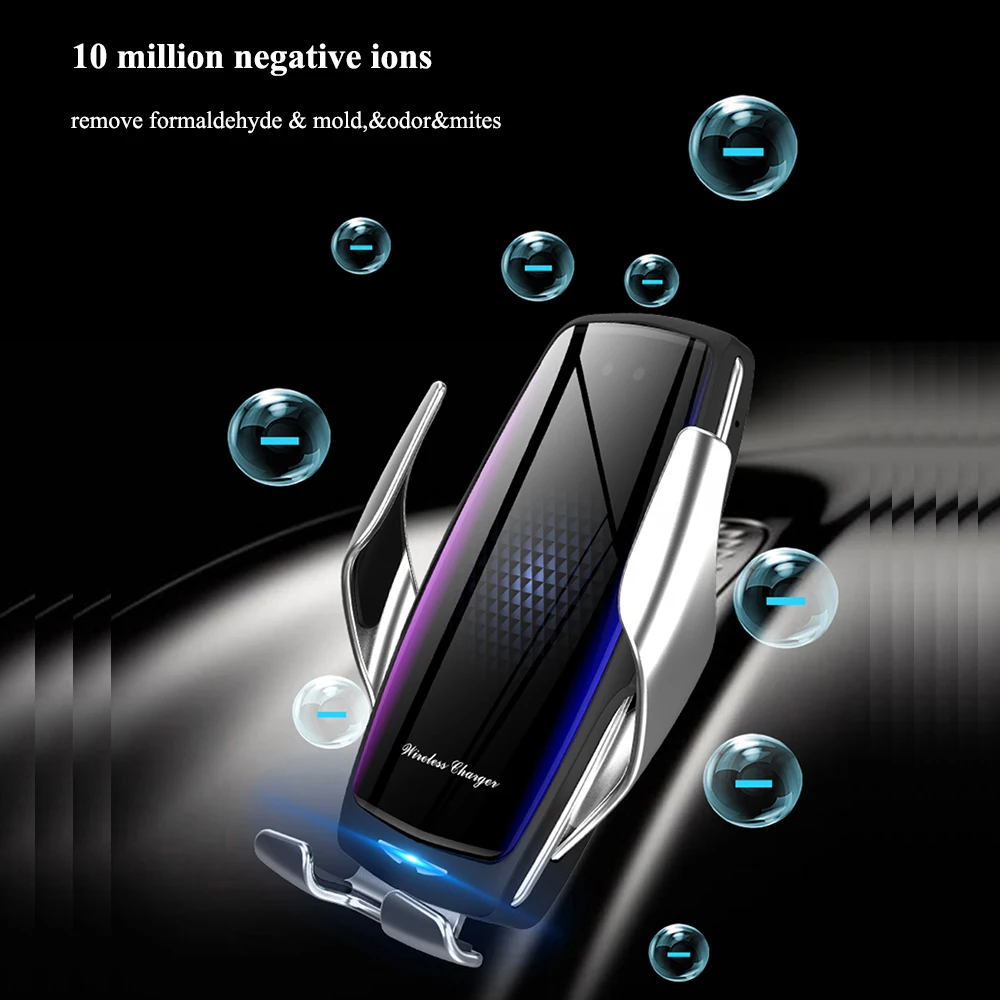 Очиститель воздуха автомобильное беспроводное зарядное устройство Qi автоматический зажим быстрое крепление для зарядки для huawei P30Pro Mate30 Iphone11 XR XS MAX X
