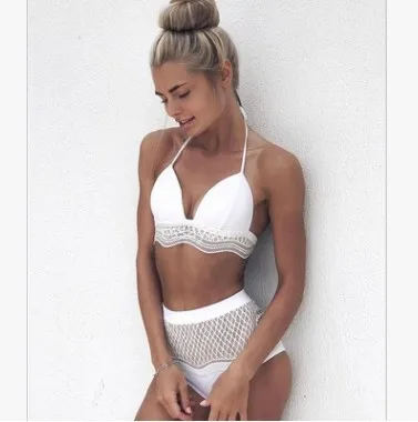 New Style 2019 Two-piece Swimsuits Europe And America Lace Bikini Women's Sexy Swimwear White Bandage Cloth Bikini