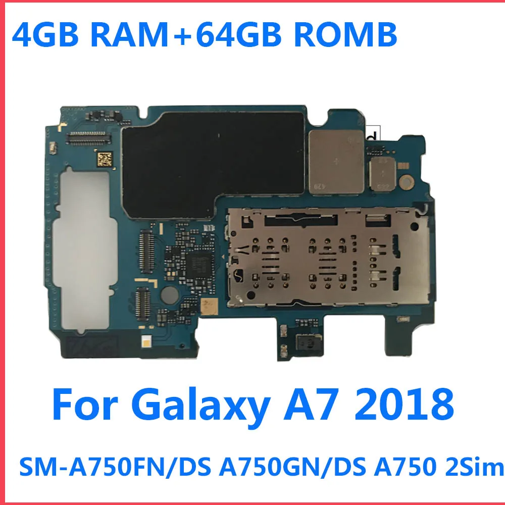 Материнская плата для samsung Galaxy A7 A750F 2 Sim A750F/DS A750FN/DS A750GN/DS 64GB разблокированная материнская плата Материнские платы