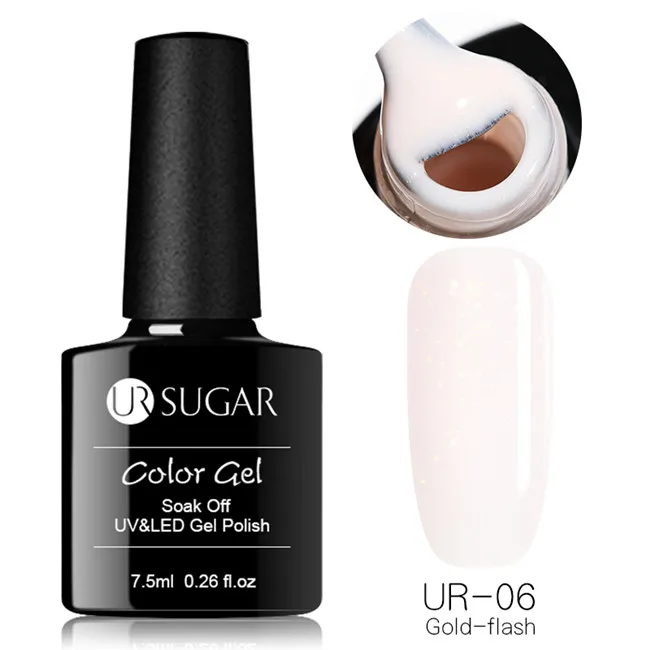 UR-06 Ur Sugar, 7,5 мл, гель для быстрого наращивания, голографический блеск, термальный акриловый полиуф-гель, для удлинения пальцев, прозрачный, впитывающий, УФ-гель - Цвет: UR-06