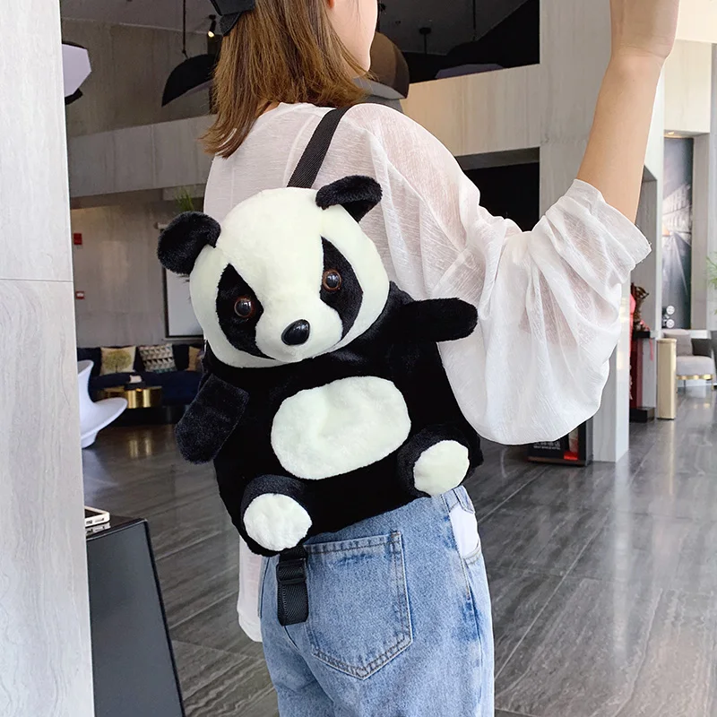 Mochila de felpa con dibujos de Panda para niños y adultos, bolso de hombro  con dibujos de animales, para guardería, cosas, Panda, monedero - AliExpress