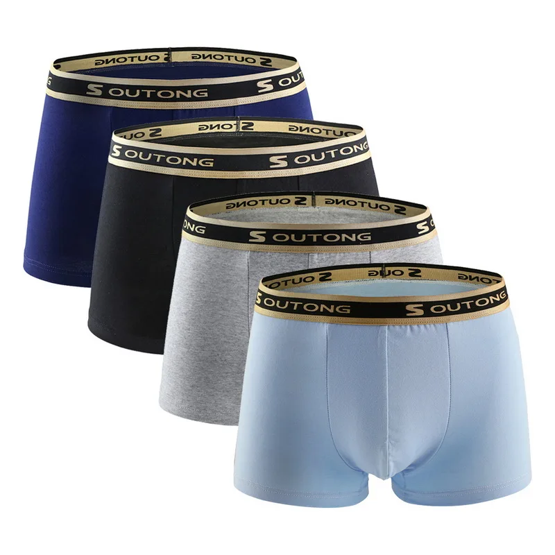 4pcs Men Cotton Soft Boxers Low Waist Underpants Breathable Cueca Boxer Para Hombre Underwear Sexy Men Shorts Calzoncillo Hombre