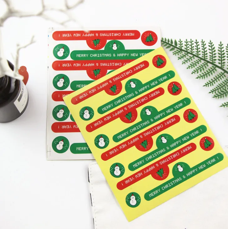 320pcs new Christmas Snowman pudding bottle long decorative stickers