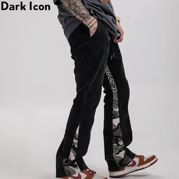 

Dark Icon Washing Corduroy Flare Pants Women Street Fashion Patchwork Women's Pants