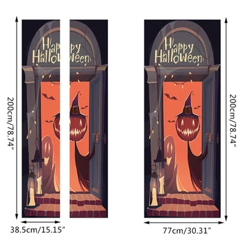 

2pcs/set Pumpkin Ghost Halloween Window Door Sticker Wall Mural Decal Home Decor P0RE
