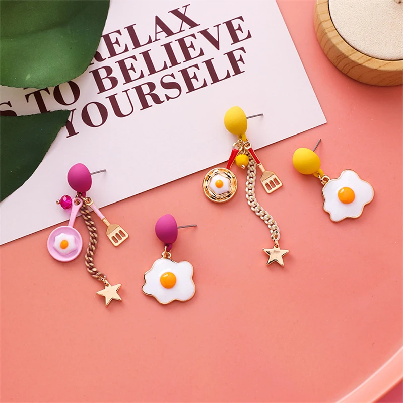 

VIVILADY Asymmetry Long Colorful Pouch Egg Shovel Stars Tassel Pendant Women Drop Earrings Cute Chic Girl friend Birthday Brinco