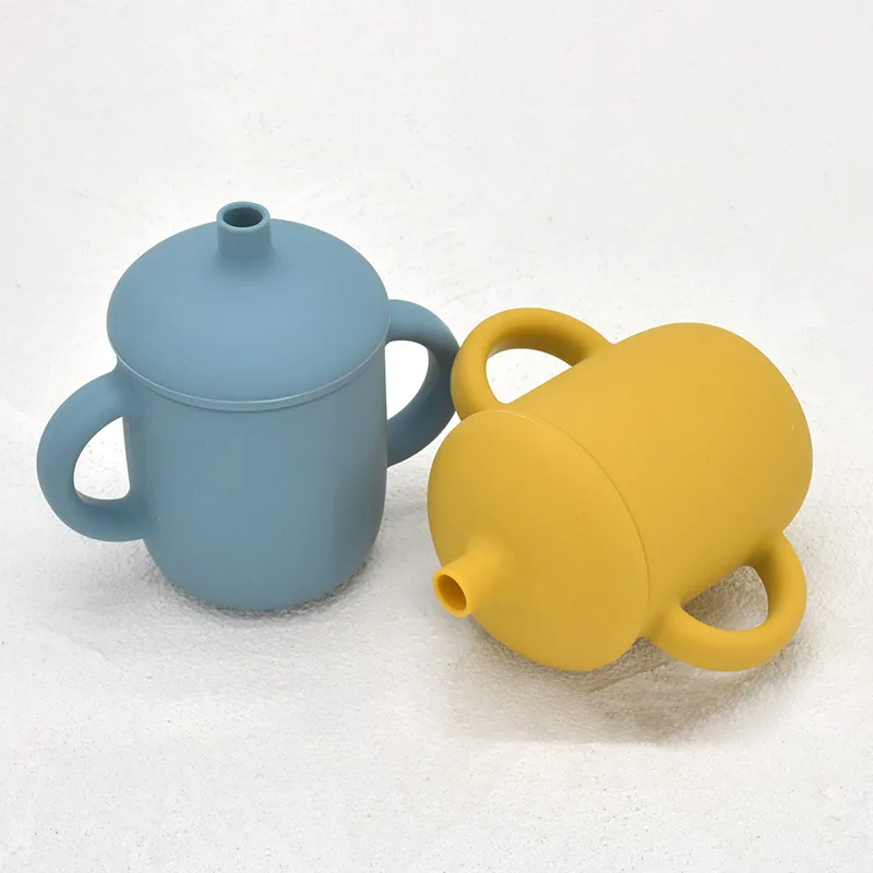 150ml New Baby Sippy Cup Food Grade Silicone BPA-Free Baby Straw Cup Kids Feeding Cup Infant Toddler Heat-Resistant Tableware