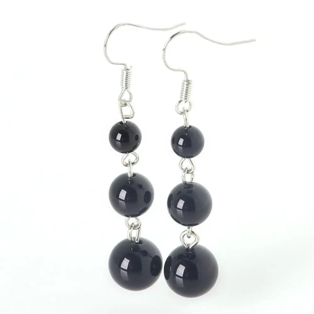 Dangle Earrings 6mm + 8mm + 10mm Earrings for Women Natural Tiger Eye Beads Stone Dangle Long Lady Earrings Jewelry drop earrings
