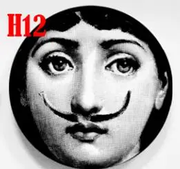 Rosenthal Piero fornasetti тарелки черно-белые иллюстрации подвесные блюда образец комнаты/дома/отеля Декор Кавальери лицо Керамические ремесла - Цвет: H12