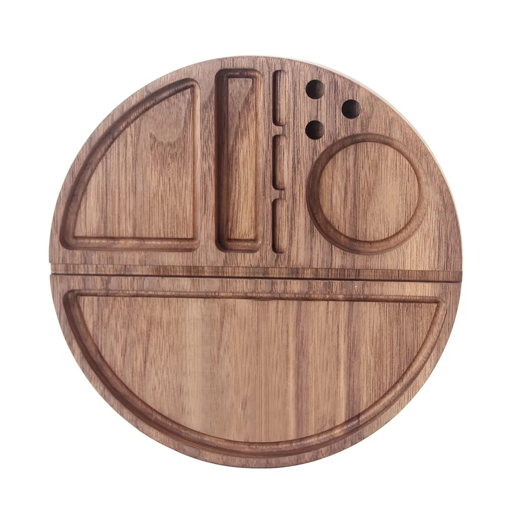 

Black walnut cigarette accessories cigarette plate operator black walnut multi-functional wake-up straw tray birthday gift