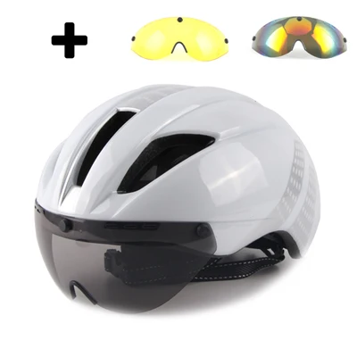 Aero helmet tt time-пробный гоночный дорожный велосипедный шлем для мужчин и женщин очки велосипедный шлем с объективом Casco Ciclismo велосипедный шлем - Цвет: color 1.2