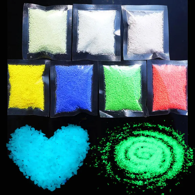 Glowing Luminous Fluorescent Sands Glow in The Dark Pigment Powder 10g Aquarium Sand Fish Tank Garden Glow in The Dark Pigment