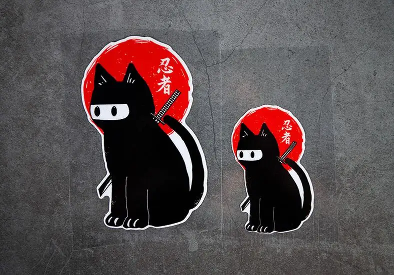 반사 고양이 Ninjia 일본 자동차 스티커 고양이 일본 레드 일 스티커 오토바이 레이싱 데칼 비닐 트럭 밴 노트북