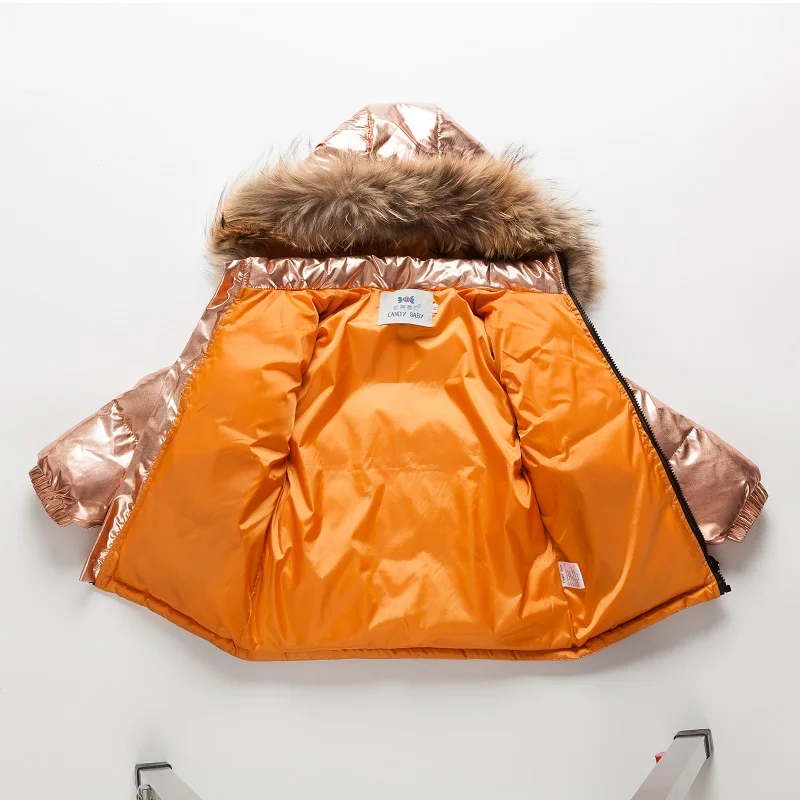 Зимний детский зимний комбинезон, водонепроницаемый теплый золотой пуховик+ комбинезон, лыжный костюм для девочек, детская Серебряная парка, пальто, комбинезон