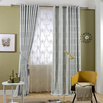 

Modern Geometric Linen Blackout Window Curtains for Living Room Bedroom Jacquard Design Blinds Finished Drapes