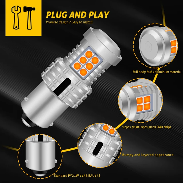 BAU15S PY21W 7507 LED Turn Signal Light Bulb Anti Hyper Flash