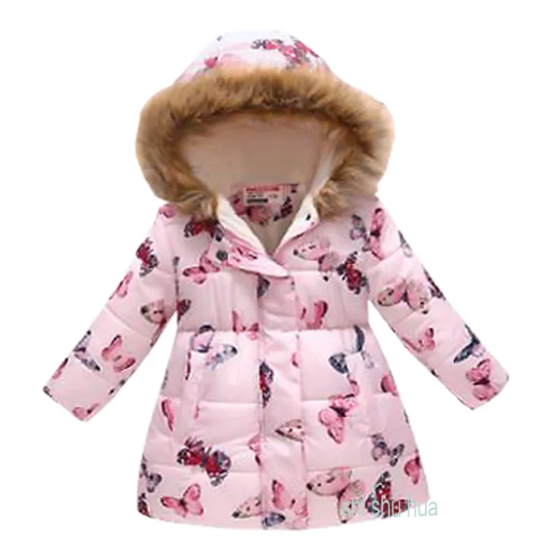 Зимнее пуховое пальто для девочек длинная теплая Вельветовая куртка из хлопка с капюшоном утепленное пальто с принтом качественная одежда для детей от 3 до 10 лет - Цвет: Photo Color12