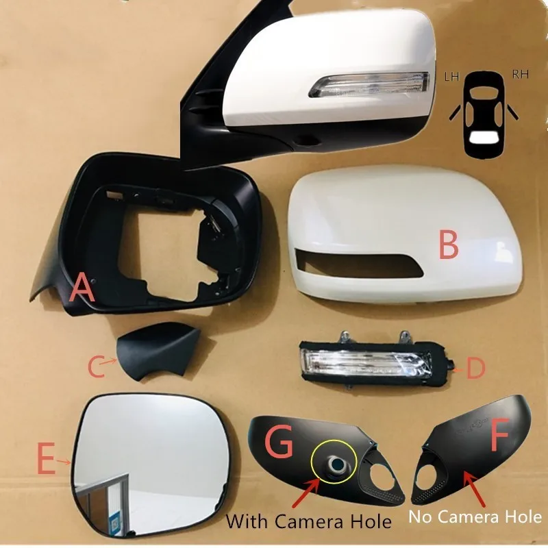 Rearview Mirror Cover Shell Side Mirror Glass Light Frame For Toyota Land Cruiser Prado Fj150