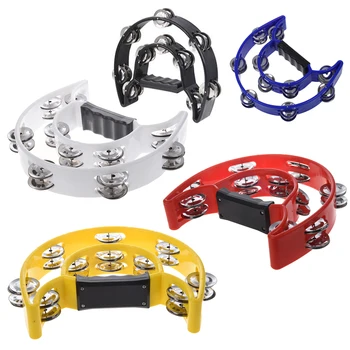 

New Singer Tambourine Percussion Drum Grip Handle-32 Jingles Half Moon