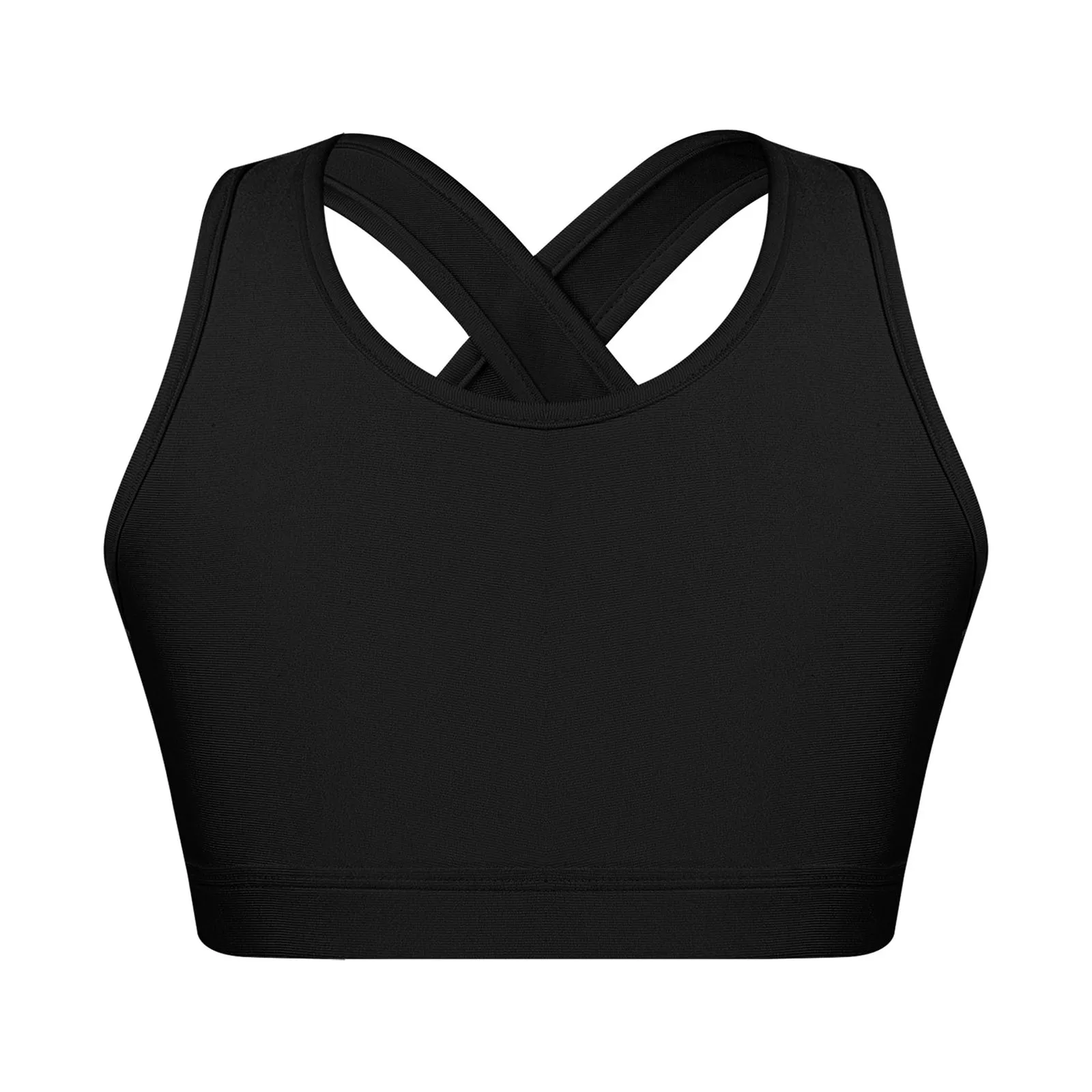 Girls Tank Tops Girls Sports Bras Kids Girls Dance Top Sport Cropped Top Vests Shoulder Straps Sleeveless Keyhole Back Shockproof Running Gym Yoga Sports Bra