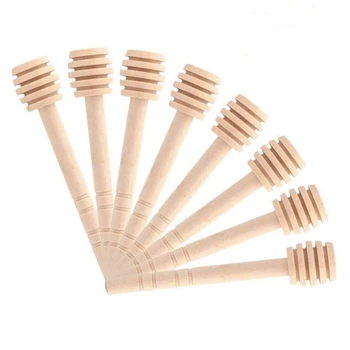 

120Pcs Mini 10cm Wood Honey Dipper Sticks Individually Wrapped Server for Honey Jar Dispense Drizzle Honey Spoons
