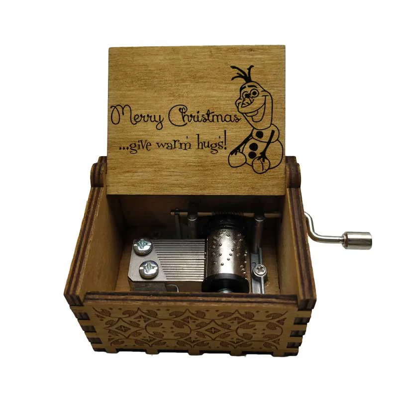 Antique Carved Wooden Hand music box Print Let It Go Music Box For Girls Birthday Gift Christmas New Year Gifts