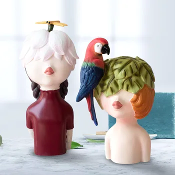 

INS Nordic Creative Flowers and Birds Cute Girl Resin Decoration Crafts Gift Home Living Room Bedroom Decoration