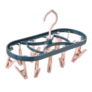 

QC-12 Plastic 12 Clip Underwear Socks Drying Rack Hanger Clothes Clip Sock Clip Windproof Clothes Clip Underwear Clip