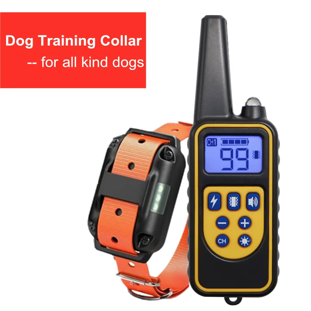Collar de entrenamiento Digital para perros, collarín de 800m, impermeable, recargable, para mascota de Control remoto, con pantalla LCD, sonido de vibración y choque de todos los tamaños