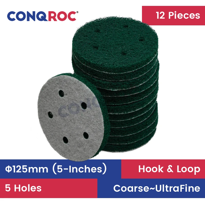 12Pieces125mm5Inch5HoleNylonScouringPadsHookandLoop