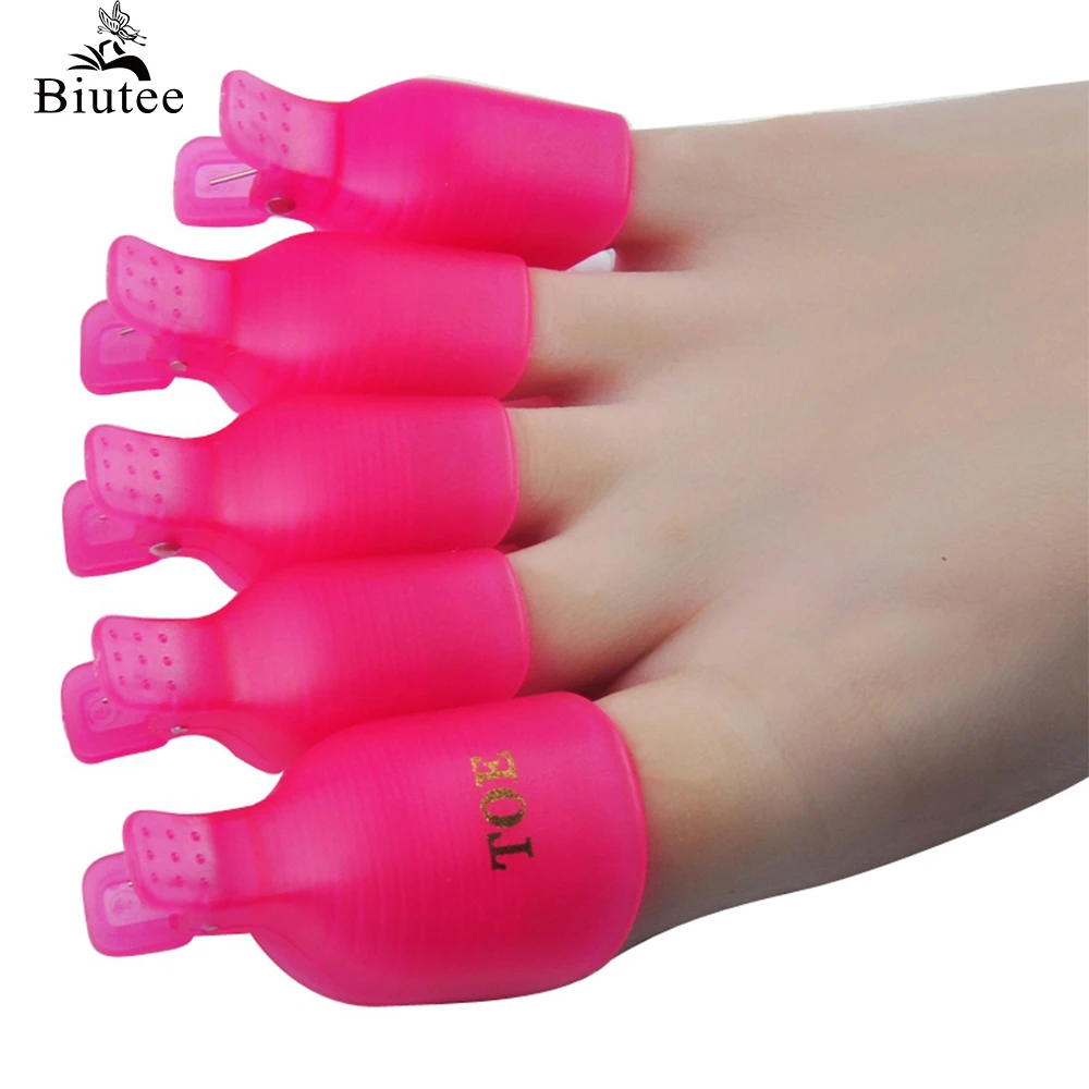 Toe nail Art Tools Plastic Gel Polish Remover Caps Pedicure Soak Off Toenail Clip Women Beauty Accessories 5 Pcs/Set nail art tools