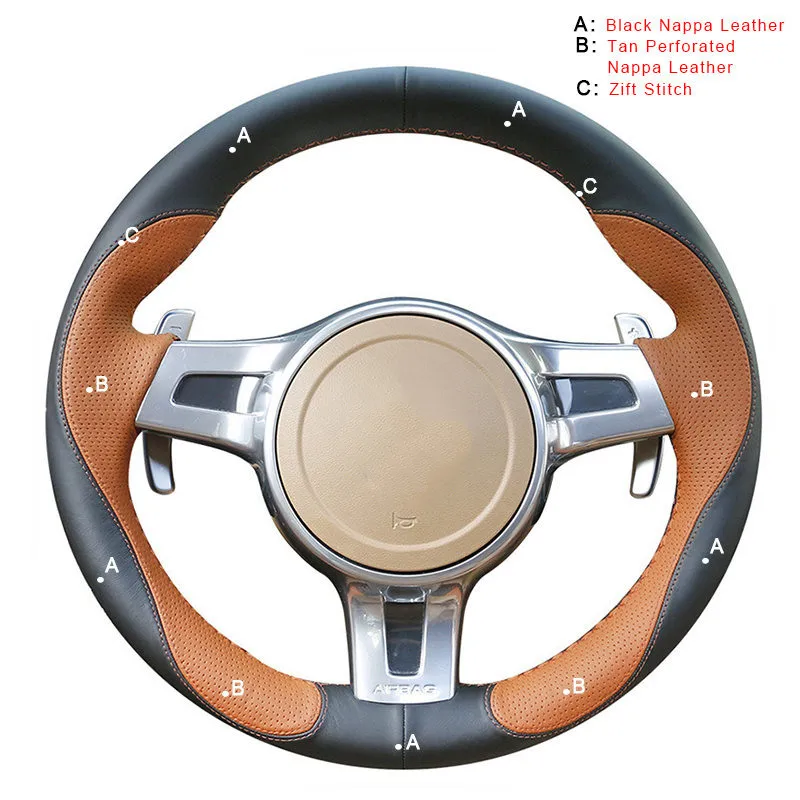 Top Layer Leather Автомобильная Оплетка на руль для Porsche Macan Cayenne DIY Авто Чехлы для колес аксессуары для салона автомобиля-Стайлинг - Название цвета: Top Layer Leather