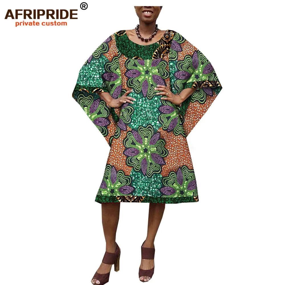 Весенне-осеннее Африканское платье для женщин AFRIPRIDE три четверти плащ рукав до колен повседневное женское Хлопковое платье A1825079